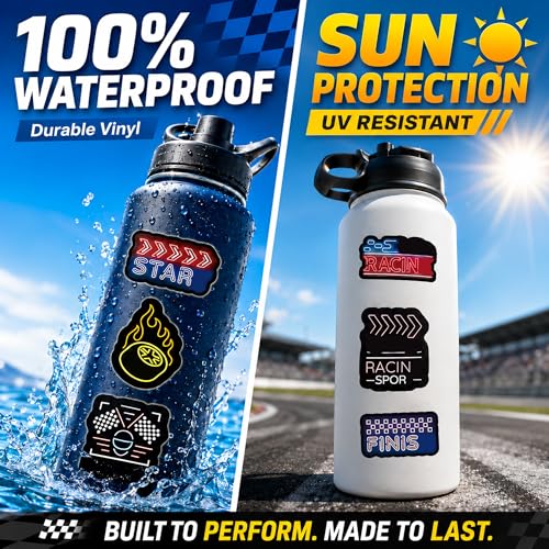 DETICKERS Neon Car Stickers for Racing Fans Boys Water Bottles 50 PCS Waterproof Vinyl Car Stickers Gifts - style: Neon Car