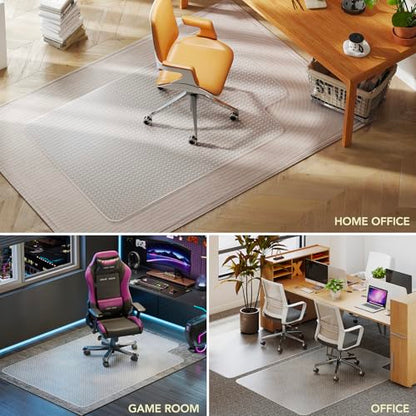 Office Chair Mat for Carpet with Lip, 48" x 72" Clear Plastic Heavy Duty Desk Floor Protector, Low Pile Carpet Saver Mat for Rolling Chairs, Smooth Glide Computer Chair Mat for Office or Home - size: 48"x72"