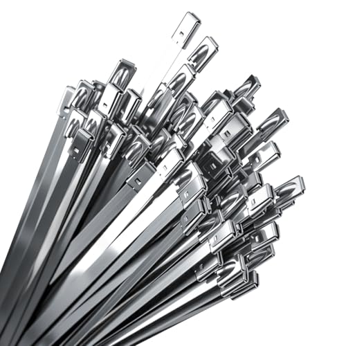 Stainless Steel Zip Ties 100PCS 11.8 Inch Heavy Duty Metal Self Locking Cable Ties for Chain Link Fence, Exhaust Wrap, Thermal Insulation, Outdoor, Industrial Use - style: 11.8 inch Zip Ties