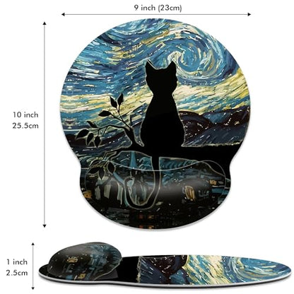 Ergonomic Mouse Pad with Wrist Support,Aesthetic Black Cat Mouse Pad with Wrist Rest,Relieve Wrist Pain Mousepad Non-Slip Rubber Base,Cute Mouse Pads for Desk,Computers,Laptop,Office,Accessories - color: Aesthetic Black Cat