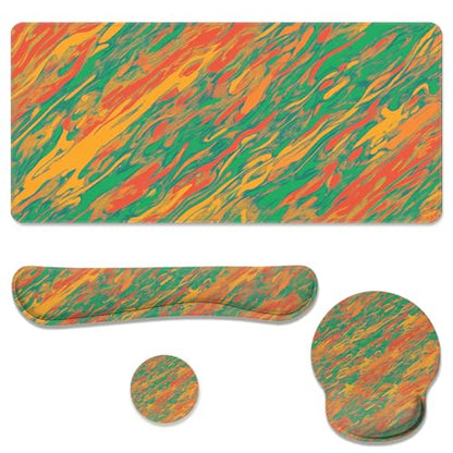 Abstract Desk Mat Set Retro Color Swirl Large Mouse Pad with Wrist Rest 4in1 Desk Mat for Desktop Ergonomic Keyboard Wrist Support Anti-Slip Computer Ergonomic Mouse Pad Home Office Gaming - color: Abstract