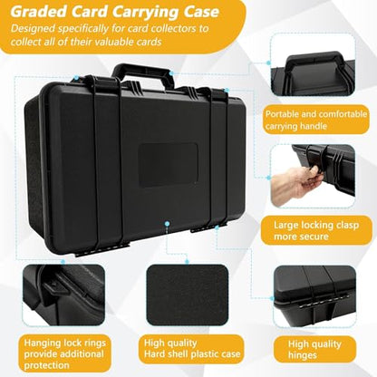 Graded Card Case - Storage Box for 120+ CSG, BGS, SGC, Top Loaders Graded Sports Trading Cards with 6 EVA Foam - size: XXL (holds 120+ Graded Cards)
