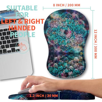 Ergonomic Mouse Pad Wrist Support with Memory Foam Massage Bulge, Carpal Tunnel Pain Relief Mousepad Wrist Rest for Mouse(12x8 inch, Mandala) - color: Kg011-mandala