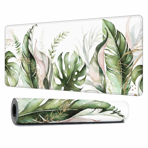 Tropical Leaf Palm Mouse Pad Botanicals Monstera Summer Keyboard Mat Large Gaming Mousepad for Desk,Office,Bed 35.4"X15.7" - color: Tropical Leaf Palm