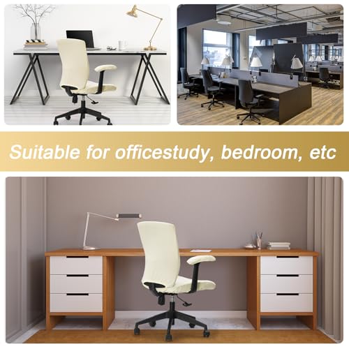 Tallew 4 Pcs Office Chair Covers Set Computer Universal Protective Stretchable Chair Seat Covers Desk Armrest Slipcovers Pads Office Cushion Backrest for Rotating(White) - color: White