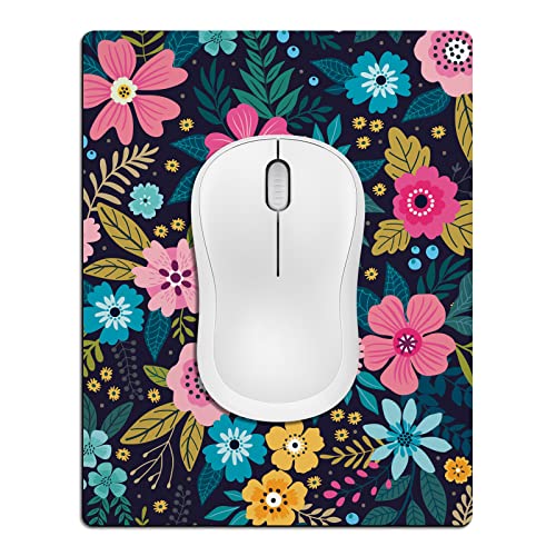 Small Mouse Pad Cute, Mini Mouse Pads for Wireless Mouse and Laptop, Travel Mousepad with Designs - Colored Floral/Flowers, Portable Mouse Mat Waterproof - 5.5 x 7 in - color: Colorful flowers, size: 7L x 5.5W inches