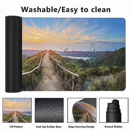 MIOAOSRT Mouse Pad,Mountain Landscape Ponta Delgada Extended Gaming Mouse Pad,Large Non-Slip Rubber Base Mousepad with Stitched Edges,Waterproof Mouse Mat Desk Pad for Office Game Home 35.4x15.75 in - color: Mountain Landscape