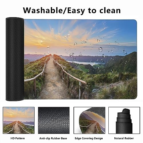 MIOAOSRT Mouse Pad,Mountain Landscape Ponta Delgada Extended Gaming Mouse Pad,Large Non-Slip Rubber Base Mousepad with Stitched Edges,Waterproof Mouse Mat Desk Pad for Office Game Home 35.4x15.75 in - color: Mountain Landscape