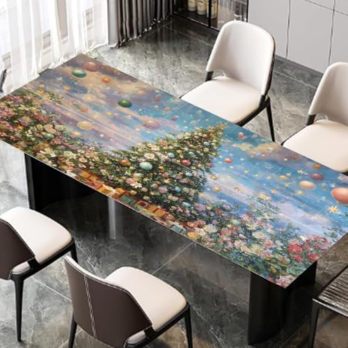 Dreamy Floral Christmas Desktop Sticker 39.37x23.62In, Fantasy Garden Tree Desk Decal, Easy Clean Table Surface Sticker, Whimsical Decor - color: Colorful184