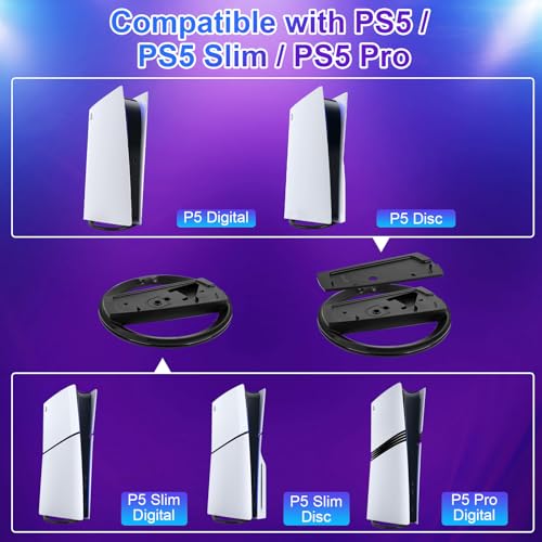 ELZO Vertical Stand for PS5 / PlayStation 5 Pro / PS5 Slim Consoles, PlayStation 5 Vertical Holder with RGB Lights, Black