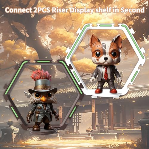 YODAR 9 PCS Riser Display Shelf for Funko POP Figures Collectibles, Floating Shelves Display Ledge for Organizer and Decoration, Display Stands Showcase, Glowing at night