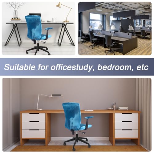 Tallew 4 Pcs Office Chair Covers Set Computer Universal Protective Stretchable Chair Seat Covers Desk Armrest Slipcovers Pads Office Cushion Backrest for Rotating(Sapphire) - color: Sapphire
