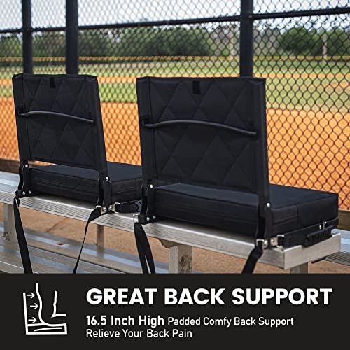 Sheenive Red Stadium Seats for Bleachers with Back Support, Padded Soft Comfy Backs and Cushion, Extremely Large and Portable - color: Red