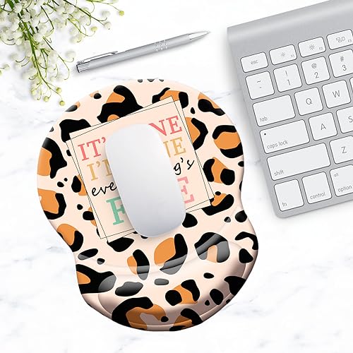 Ergonomic Wrist Support Mouse Pad - Comfortable Computer Mouse Pad with Non-Slip PU Base for Home Office Working Gaming (Everything's Fine) - color: Everything's Fine