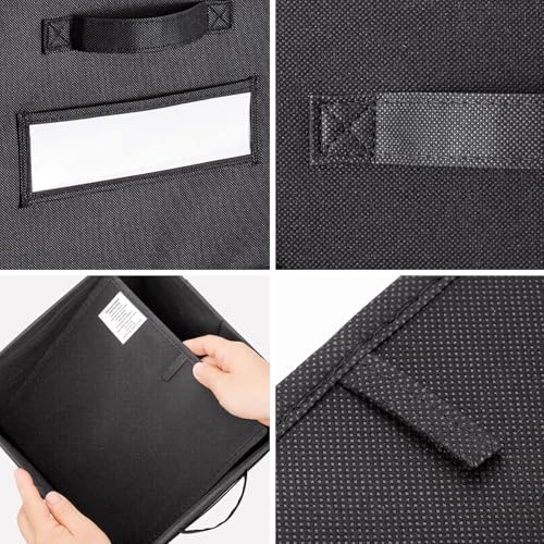 13x13x13 storage cube bins (Set of 10) Fabric storage cubes with 10 Labels Window Cards & a Pen, storage cubes 13x13, Collapsible 13 inch cube storage bins, Cubby Organizer Boxes, Black - color: Black, size: 13"