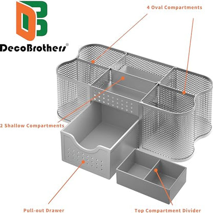 Deco Brothers Desk Organizers Pen Holder Office Caddy Storage, Silver - color: Silver