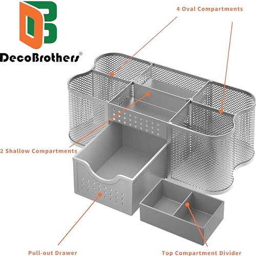 Deco Brothers Desk Organizers Pen Holder Office Caddy Storage, Silver - color: Silver