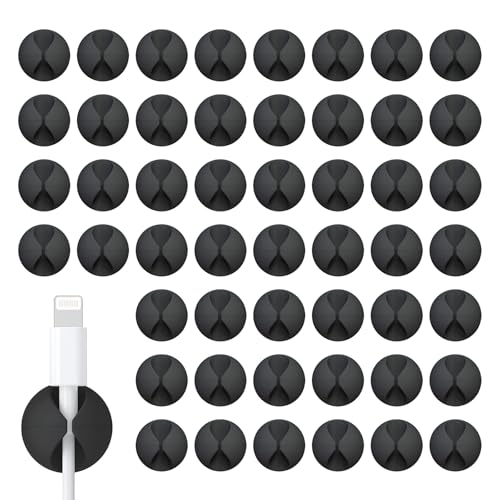 50PCS Desk Organizer,Adhesive Under Desk Cable Management Clips,Cord Organizer,Cable Clips for Nightstand,Wire Holders for Cords, For Home, Office, Car, Cubicle, Nightstand - Black - color: Black-50pcs