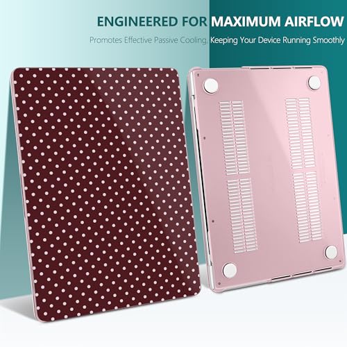 DONGKE Compatible with MacBook Pro 16 Inch Case (2026-2021 Release, M5 M4 M3 M2 M1 Pro/Max Chip), Plastic Hard Shell with Keyboard Cover & Screen Protector for MacBook Pro 16", Burgundy Polka Dots - color: Burgundy Polka Dots