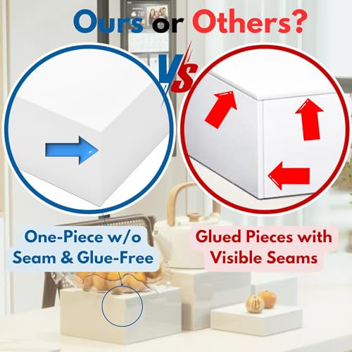 8” Buffet Risers with Mini Signs, Buffet Table Risers and Stands, Acrylic Cube Display Box for Catering Party Table Food Display, Dessert, Cakes - White, Set of 4 Boxes (4 Pack) - color: 4 Pack