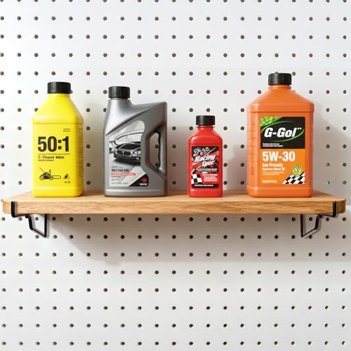 14 Pack Pegboard Shelf Hooks, Only Fits Pegboards Under 1.2mm Thick | 8 Inch Metal Peg Board Bracket, Peg Board Shelving Hook Accessories, Utility Tool Hangers Set for Garage, Craft