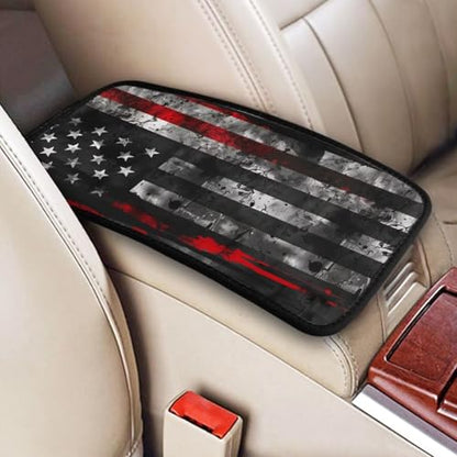 Car Armrest Box Pad American US Flags Car Center Console Cover Pad Black and Red Auto Armrest Cover for Most Vehicle, SUV, Truck Universal Arm Rest Cushion Pads - color: Flags