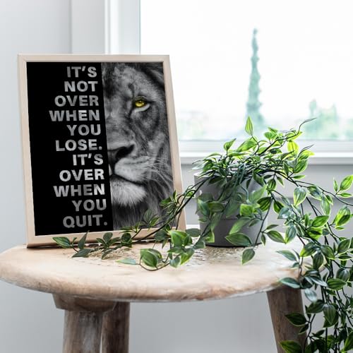 Office Wall Art For Men 11x14 - Inspirational Wall Decor - Motivational quote - positive affirmation Wall Art - Gym Motivation Poster - Man cave Wall Decorations - Lion Print - LARGE Unframed - size: 11"L x 14"W, style: Unframed