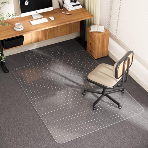 Office Chair Mat for Carpet with Lip, 48" x 72" Clear Plastic Heavy Duty Desk Floor Protector, Low Pile Carpet Saver Mat for Rolling Chairs, Smooth Glide Computer Chair Mat for Office or Home - size: 48"x72"