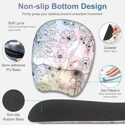 Large Mouse Pad, Keyboard Wrist Rest Set, Ergonomic Mouse Pad with Wrist Support, Desk Mat with Stitched Edges Extended Desk Pad Waterproof Desk Mat for Home Office Game I Dandelion & Sunflower - color: Dandelion & Sunflower
