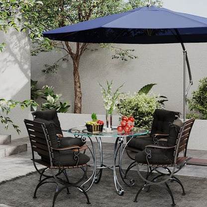 Outdoor Chair Cushions Set of 2, 42x21x4 Inch Patio Cushion for Dining/Rocking Chairs, High Back Soft Seat Pad with Ties, Indoor Outside Use, Fade-Resistant & Waterproof, Black - color: Black
