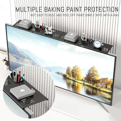 CABTE Adjustable Steel TV Top Shelf, Floating TV Stand, Universal Monitor Shelf for Soundbar, Game Console, Cable Box, Router Shelves (33.86"x4.7" with Boxes) - style: 33.86"x4.7" with boxes