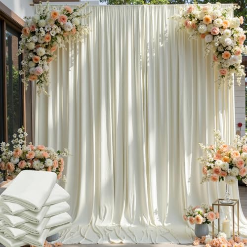 40×12ft Wrinkle Free Ivory Backdrop Curtain for Wedding Parties, 8 Panels 5×12ft Long Soft Silky Polyester Backdrop Drapes Cream Photo Back Drop Curtains for Party Photography Background Cloth - color: Ivory, size: 12ft Long_8 Panels