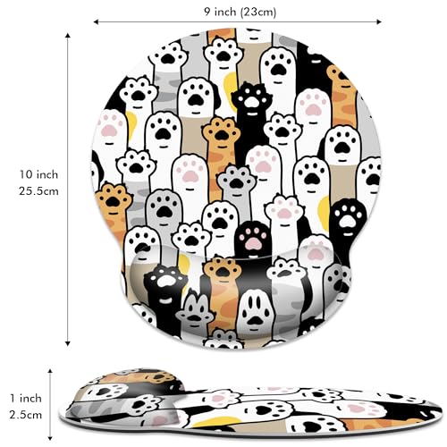 Ergonomic Mouse Pad with Wrist Support,Cute Cat Paws Mouse Pad with Wrist Rest,Relieve Wrist Pain Mousepad Non-Slip Rubber Base,Mouse Pads for Desk,Computers,Laptop,Office,Gaming,Home,Accessories - color: Cute Cat Paws