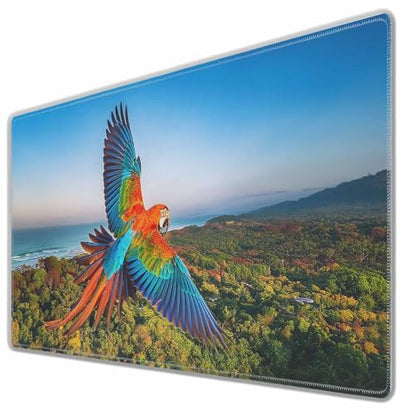 Beautiful Macaw Full Desk Mouse Pad Blue Sky Green Trees Natural Large Gaming Mousepad for Keyboard PC.Home,Office 35.4"X15.7" - color: beautiful macaw