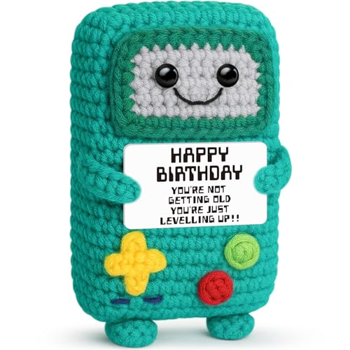 Busy Gaming Life 2026 Funny Gamer Birthday Gifts for Friend, Happy Birthday Gift for Men Dad Boy Friend Uncle Brother, Positive Handmade Crochet Gift - style: Birthday