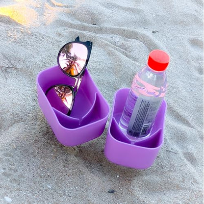 Sand Beach Cup Holder with Pocket Drink Cup Holders for Travel Multicolor 2 Pack Color Purple/Purple - color: PURPLE/PURPLE