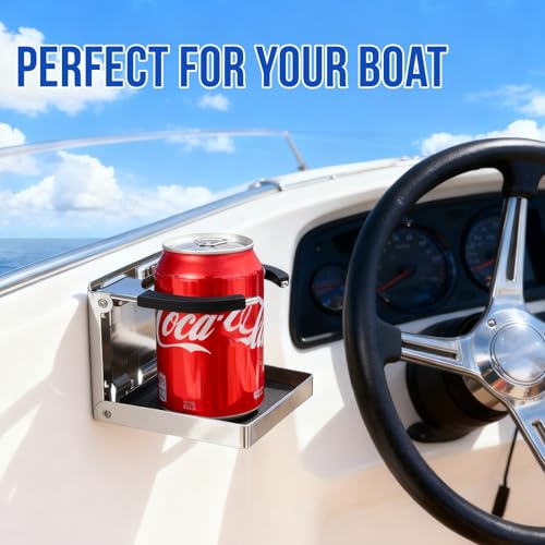 Stainless Steel Adjustable Folding Cup Drink Holders Marine/Boat/Caravan/car (Cup Holder (2pcs))