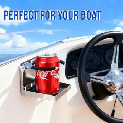 Stainless Steel Adjustable Folding Cup Drink Holders Marine/Boat/Caravan/car (Cup Holder (2pcs))