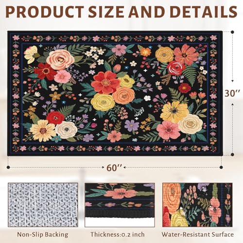 36" x 48" Office Chair Mat for Hardwood & Tile Floors, Desk Chair Mat Under Desk Floor Protector for Rolling Computer Chairs, Non-Slip Low Pile Area Rug for Home Office(Black) - color: Black, size: 36" x 48"