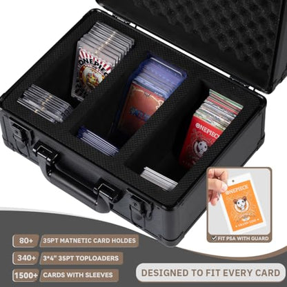 Card Storage Box Waterproof Card Case with Handle Portable Trading Card Case with Sponge Partition Graded Card Storage Case Organizer Fits CSG, BGS, CGC, SGC,PSA (M) - size: M