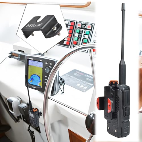 HYS Universal Ham CB Radio/All HT’s Microphone Hanger with Belt Clip/Universal Round Knob, Walkie Talkies/Marine Radio Back Belt Clip Holder Mount for Anytone Midland Icom Kenwood Yaesu (Black-4pcs) - color: Black, size: 4 Pieces