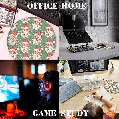 Merry Chrismas Mouse Pad Round Mouse Mat, Non-Slip Rubber Base Mousepad with Stitched Edge for Wireless Computer Laptop Office Desk Accessories 8 x 8 Inches - color: Merry Xmas 01