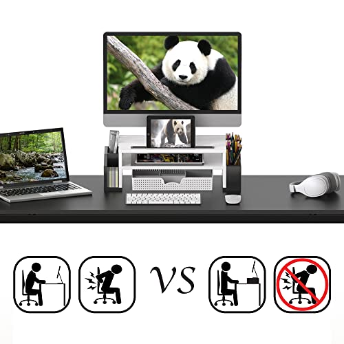 Simple Houseware Desk Monitor Stand Riser with Adjustable Organizer Tray, Dual Tone - Black / White - color: Panda