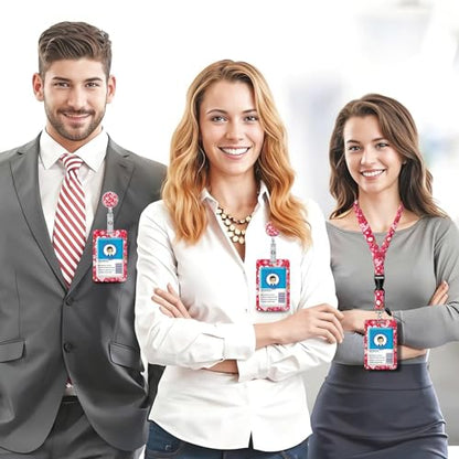 ID Badge Holder with Lanyard Fashionable ID Card Holders with Retractable Lanyards Soft Fiber Metal Clip Sturdy Buckle for Key Wallet Work Nurse Teacher (Lovely Heart) - color: Lovely Heart
