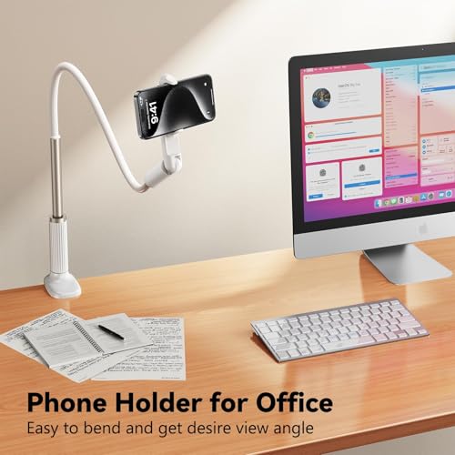 Gooseneck Phone Holder for Bed, Universal Cell Phone Stand with Clamp Mount, 900° Rotation Overhead Phone Mount with Flexible Long Arm for Bedside,Headboard,Desk (43.3 Inches Length) - size: 43.3 Inches Length