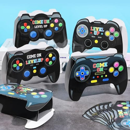 Lonfliness 24Packs Video Game Party Boxes Craft Kit Gaming Shaped Gifts Bags Game on Theme Treat Candy Goodie Cardboard Boxes for Gamer Party Favor Birthday Decorations Supplies Adult 7.1x4.7x2inch