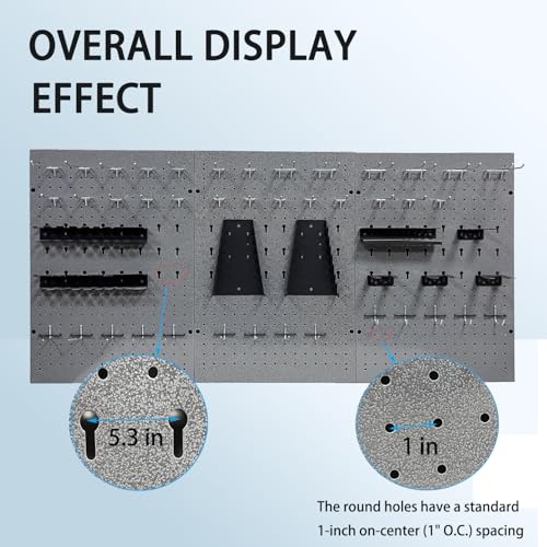 Metal Pegboard Wall Organizer 3 Packs Metal Pegboard Kit with 115 PCS Hooks Pegboard Panels Tool Organizer for Garage,Warehouse, - size: 3 packs+115hooks