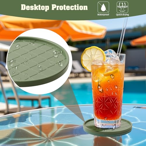 Coasters,Drink Coasters Set of 8 with Holder (Green, 12pcs) - color: Green, size: 12 pcs