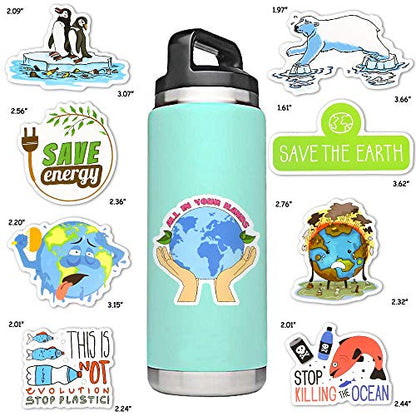 Earth Day Stickers Pack 50PCS, Environmental Protection Waterproof Vinyl Earth Stickers for Water Bottles, Laptop, Tumbler, Scrapbook, Journal, Eco Theme Party Favors - style: Earth Stickers