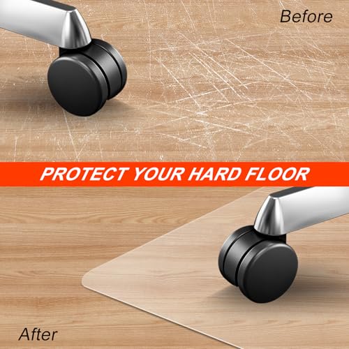 Vicwe Chair Mat for Hardwood Floor, 46” x 60” Large Office Chair Mats, Clear Floor Protector Mat, Easy Rolling Chair Mats for Office Home, Easy to Clean (Rectangle) - color: Clear, size: 46"×60" Rectangle